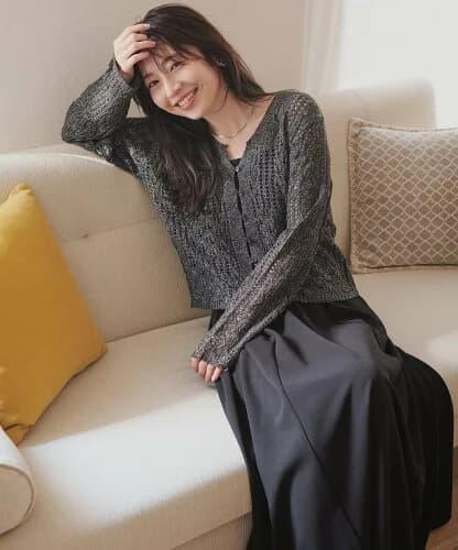 natural couture 透かし編みカーデセットワンピース