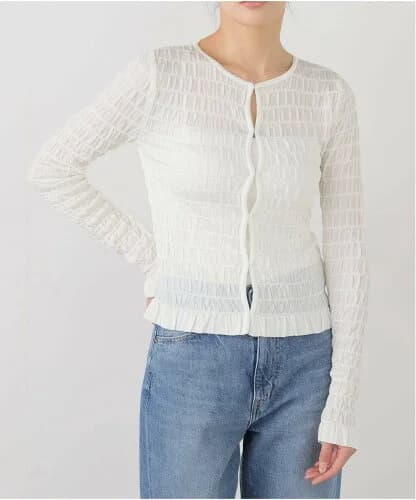 Spick & Span シャーリング編みニットカーディガン