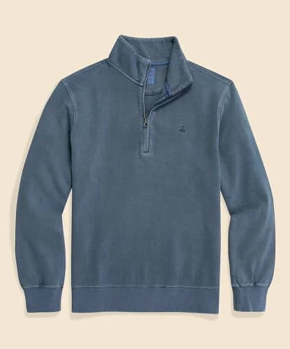 Brooks Brothers コットン フレンチリブ GFロゴ ハーフジップ モックネックプルオーバー