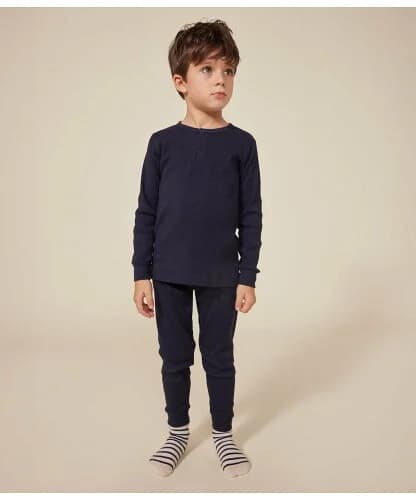 PETIT BATEAU 2x2リブ編み長袖パジャマ