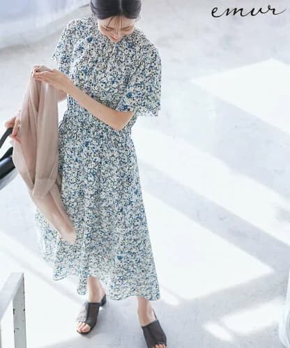 ROPE' PICNIC 【emur/エミュール】マーガレット柄シャーリングワンピース