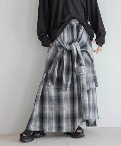 JEANASIS シャツライクアシメチェックスカート