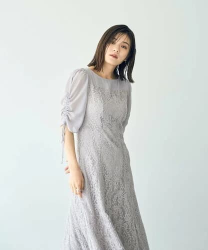 YECCA VECCA レース切替フレアドレス