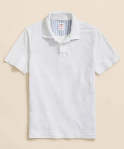 BROOKS BROTHERS コットン/ポリエステルジャージー テリークロス GFジャカード ポロシャツ