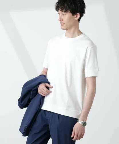 NANO universe [FORMAL JERSEY]クルーネックカットソー半袖