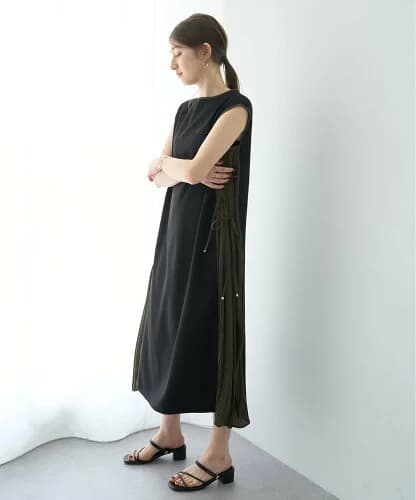 YECCA VECCA プリーツMIX配色ワンピース