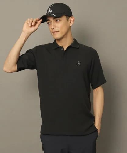 adabat 撥水加工 バックプリントロゴ ストレッチ ポロシャツ
