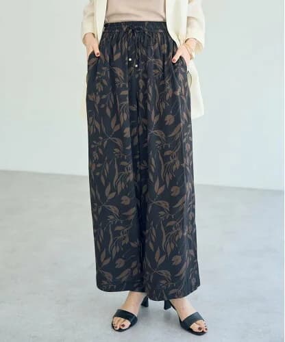 YECCA VECCA アートプリントスリットワイドパンツ