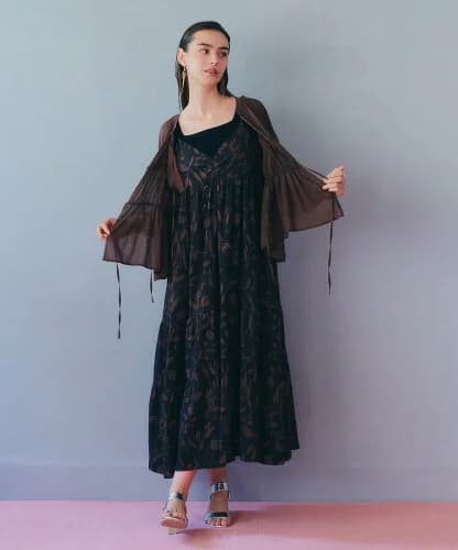 YECCA VECCA アートプリントティアードキャミワンピース