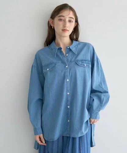 YECCA VECCA 【DOLL UP OOPS】バックプリーツデニムシャツ