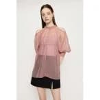 シャツ ブラウス SHEER OPEN SHOULDER TUNIC シアー オープンショルダー チュニック インナー付き ジョーゼット 透け フェミ