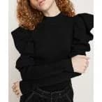 ニット PUFF SLEEVE RIB TOPS パフ スリーブ リブ トップス レディース