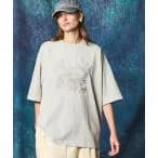 tシャツ 「UNISEX」「FLOWER BIRD」Embroidery Chemical Over-Dye Prime-Over Crew Neck