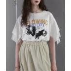 スウェット (OKIRAKU×ROSEBUD)メッシュレイヤード スリーブ Tシャツ レディース