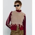 ベスト Distressed Effect Fringe Knit Vest/ダメージフリンジベスト「MAISON SPECIAL/メゾンスペシャル」
