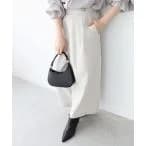 パンツ ウールライクウエストデザインワイドクロップドパンツ レディース