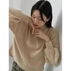 ニット 「Hug Knit」ボリューム袖ハイネックプルオーバー レディース