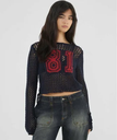 GUESS GUESS ニット (W)GUESS Originals Crochet Crew ゲス トップス ニット ネイビー【送料無料】