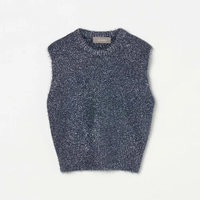 HELIOPOLE FEATHER YARN GLITTER KNIT VEST エリオポール トップス ニット ネイビー ゴールド【送料無料】