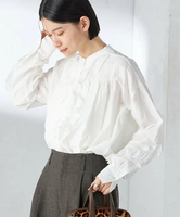 【SALE／40%OFF】SHIPS WOMEN ＜手洗い可能＞コットン シルク ローン フリル ブラウス シップス トップス シャツ・ブラウス ホワイト ブラック ブルー【送料無料】