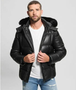 GUESS GUESS ダウンジャケット(M)STRETCH Leather Puffa Jacket ゲス ジャケット・アウター その他のジャケット・アウター ブラック【送料無料】