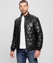 GUESS GUESS ジャケット(M)QUILTED Pu Leather Jacket ゲス ジャケット・アウター その他のジャケット・アウター ブラック【送料無料】