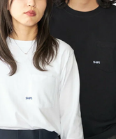 SHIPS MEN 【WEB限定】SHIPS: マイクロ SHIPSロゴ ポケット ロングスリーブ Tシャツ (ロンT) シップス トップス カットソー・Tシャツ ホワイト グレー ブラック ブルー【送料無料】