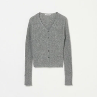 TICCA CASHMERE SILK RIB V CARDIGAN エリオポール トップス ニット グレー ピンク【送料無料】