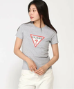 GUESS JEANS GUESS JEANS 半袖 Tシャツ(W)Slim Iconic Tee ゲス トップス カットソー・Tシャツ グレー ピンク【送料無料】