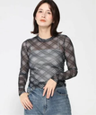 GUESS GUESS Originals トップス カットソー(W) Mesh Top ゲス トップス カットソー・Tシャツ ブラック レッド【送料無料】