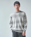 UNITED ARROWS green label relaxing チェック ジャカード クルーネック ニット ユナイテッドアローズ グリーンレーベルリラクシング トップス ニット グレー ベージュ ネイビー【送料無料】