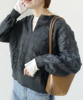 SHIPS WOMEN 《予約》【WEB限定】＜洗濯機可能＞2WAY フラワー ジャカード ハーフ ジップ プルオーバー シップス トップス ニット グレー ホワイト グリーン【送料無料】