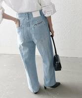 SHIPS any 《予約》SHIPS any:＜洗濯機可能＞サイドライン ストレート ワイド デニム パンツ[SHIPS any DENIM] シップス パンツ ジーンズ・デニムパンツ ブルー【送料無料】