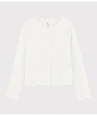 PETIT BATEAU コットンリネンクルーネックカーディガン