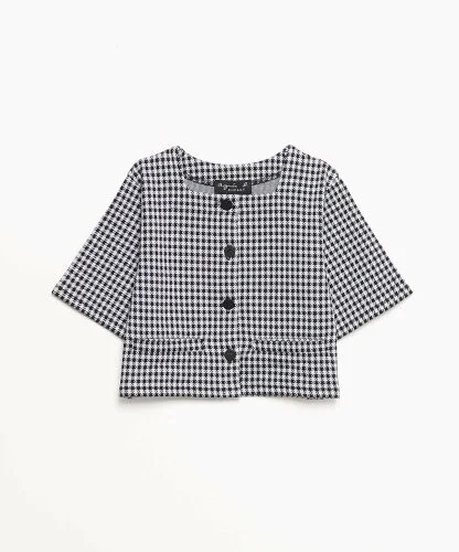 agnes b. ENFANT JHN0 E CARDIGAN キッズ ハンドトゥース スクエアネックカーディガン