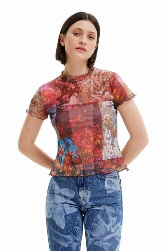 Desigual プリント チュールTシャツ