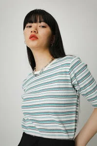 AZUL by moussy MULTICOLOR BORDER RIB TOPS