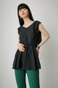 AZUL BY MOUSSY BACK TIE PEPLUM BLOUSE