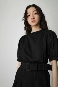 AZUL BY MOUSSY DENIM PUFF BLOUSE