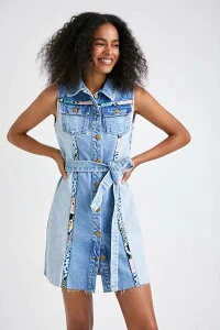 Desigual デニムパッチワーク ショートワンピース