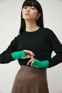 AZUL BY MOUSSY COLOR CUFF BLOCK KNIT TOPS