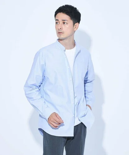 UNITED ARROWS green label relaxing 【WEB限定】JUST fit バンドカラー オックスフォード シャツ