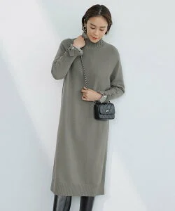 ICB L 【WEB限定カラーあり】 ソフトカシミヤミックス ハイネックワンピース