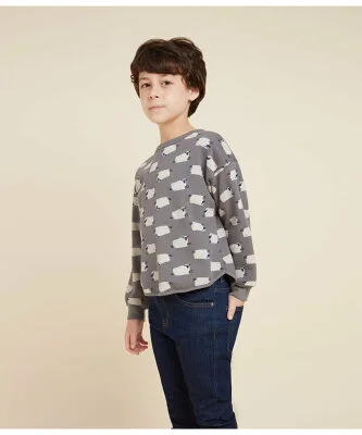 PETIT BATEAU スウェットプリント長袖プルオーバー