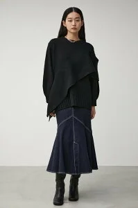 AZUL BY MOUSSY SHOULDER SLIT VOLUME KNIT TOPS