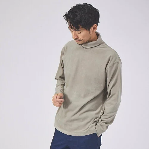 ABAHOUSE 起毛 スムース モックネック 長袖 Tシャツ