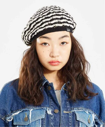 X-girl STRIPED KNIT BERET 帽子