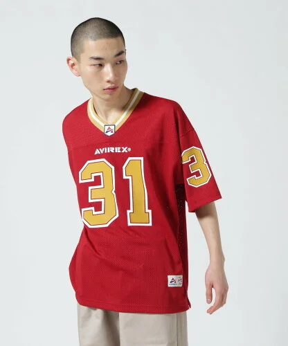 AVIREX MESH FOOTBALL GAME T-SHIRT / メッシュ フットボール ゲーム Tシャツ