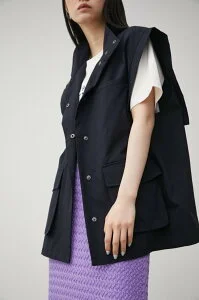 AZUL BY MOUSSY STAND NECK BIG POCKET VEST