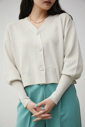 AZUL BY MOUSSY PUFF SLEEVE SHORT CARDIGAN